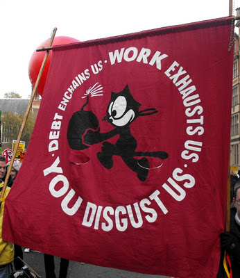 Banner from 30 November strike and march, London, 2011 