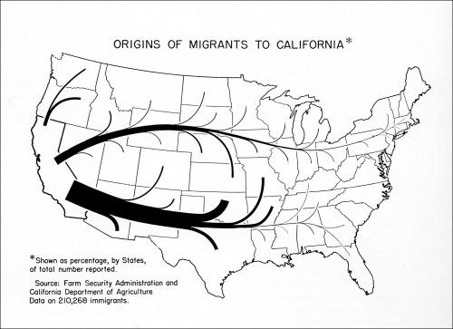 great depression migration map