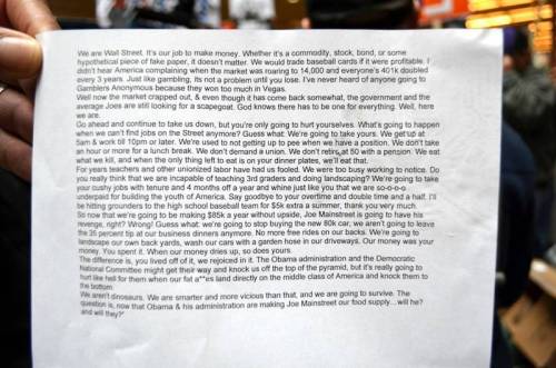 Flyer distributed at the occupation of Zuccotti Park, New York, 2011