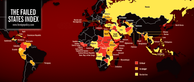 Map of failed states from www.foreignpolicy.com
