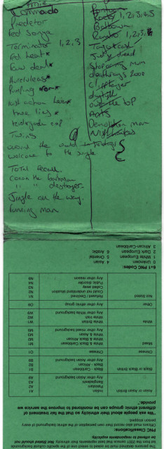 Stop and search sheet found at Climate Camp 2007