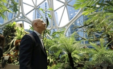 Jeff Bezos at the launch of Amazon Spheres last week (Credit: AP)