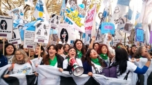 Women demonstrate at the third Ni Una Menos protest against femicide, Buenos Aires, June 2017